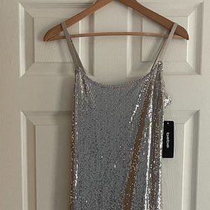 BEBE Squareneck Sequin Sheath Dress Size M/L